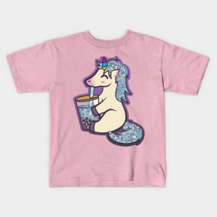 Unicorn Drinking Boba Tea Kids T-Shirt